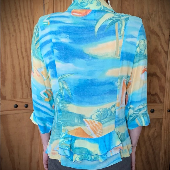 SeaSuns Watercolor Beach Print Blouse - Picture 9 of 9